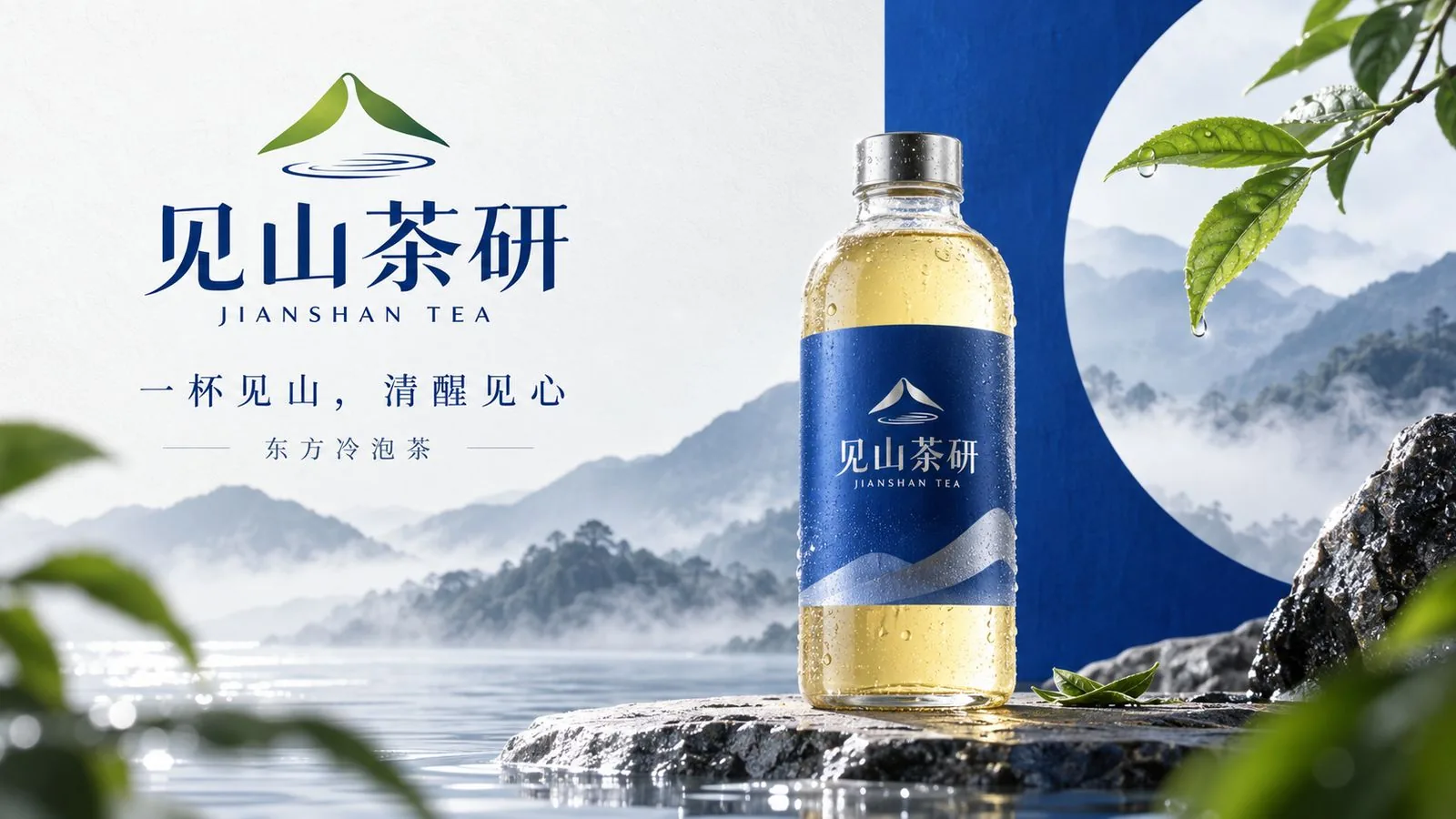 见山茶研 JIANSHAN TEA 品牌主视觉与冷泡茶瓶装产品