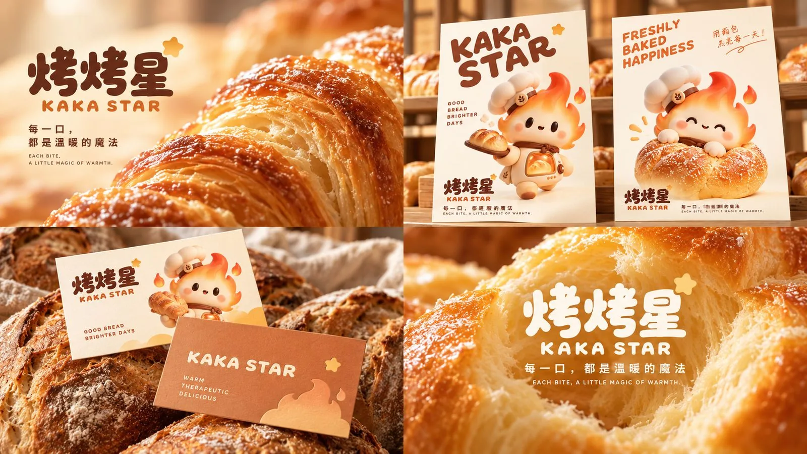 烤烤星品牌纸袋、名片与礼品卡搭配可颂实拍