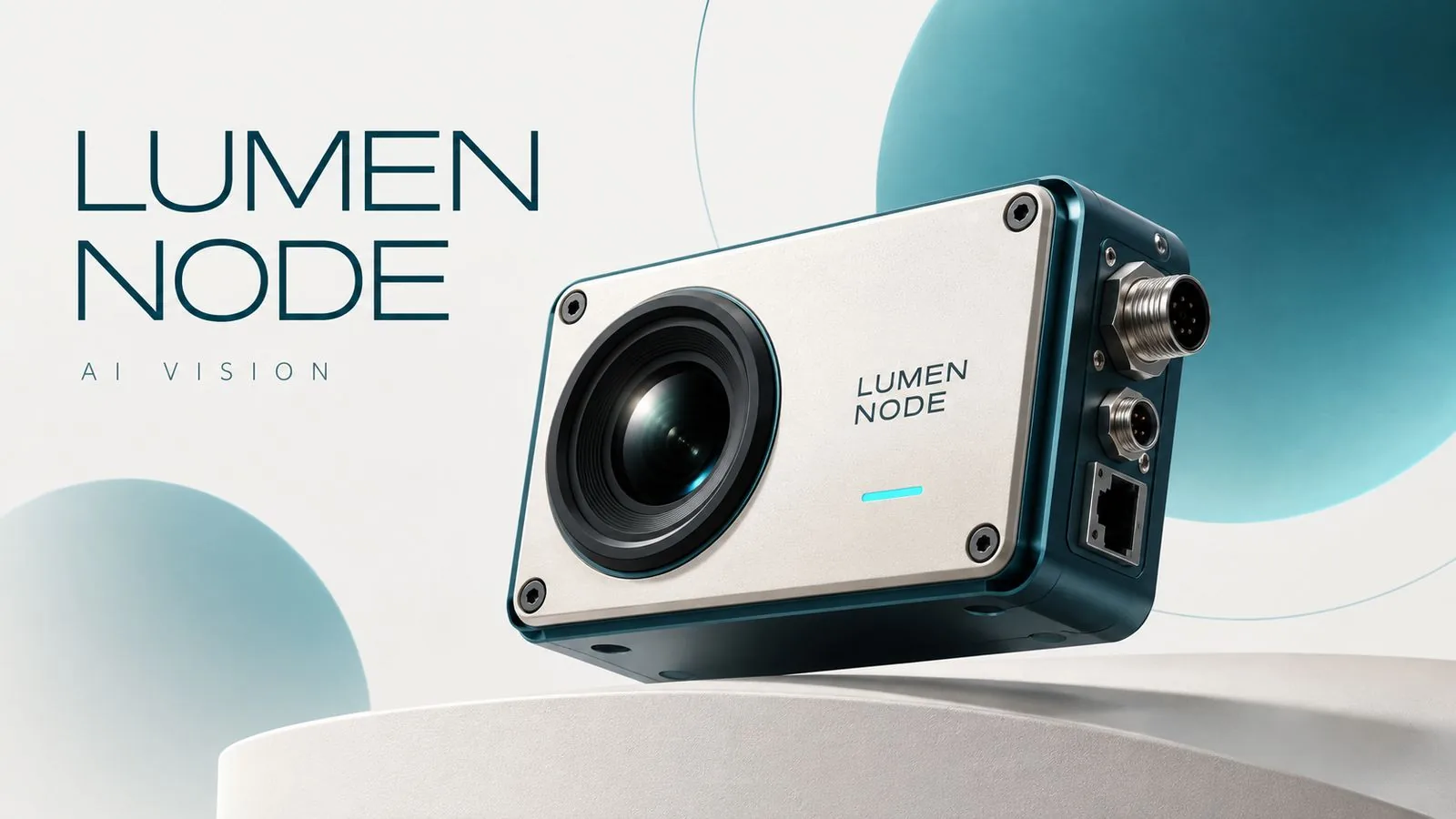 LUMEN NODE 工业相机 45° 悬浮特写渲染图