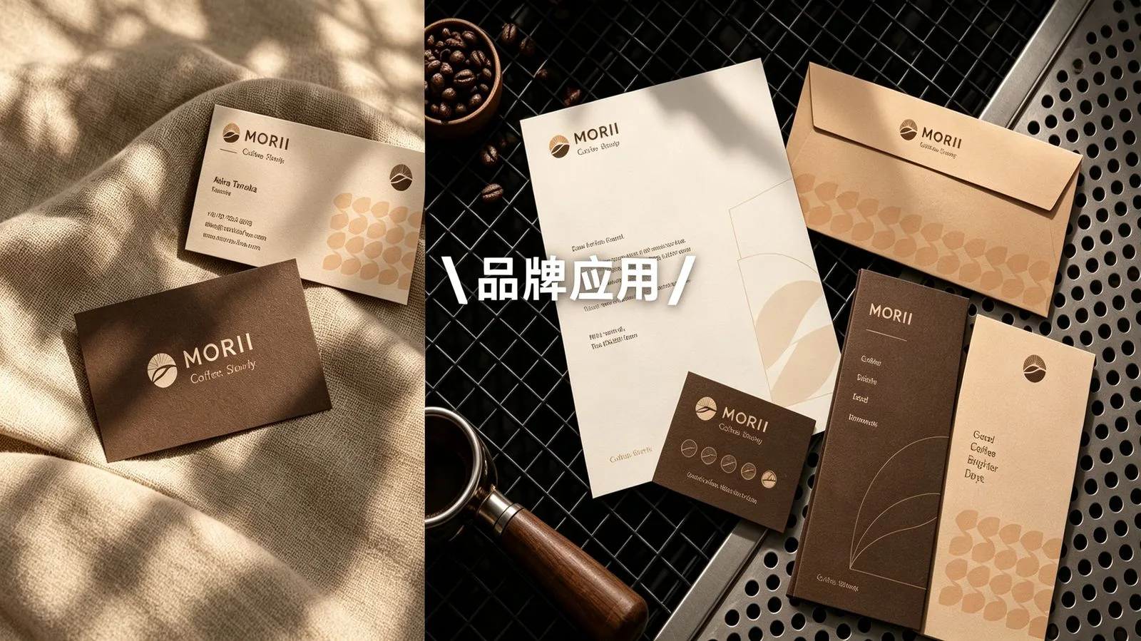 MORII 名片、信封与信纸等品牌应用物料