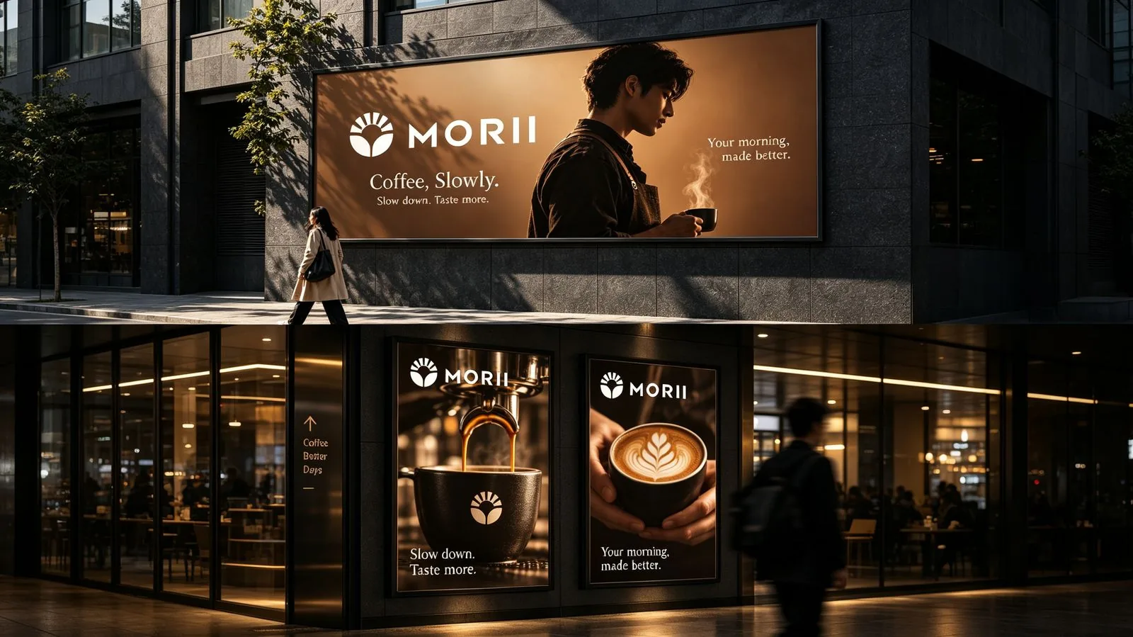 MORII 门店门头灯箱与楼体大屏广告应用