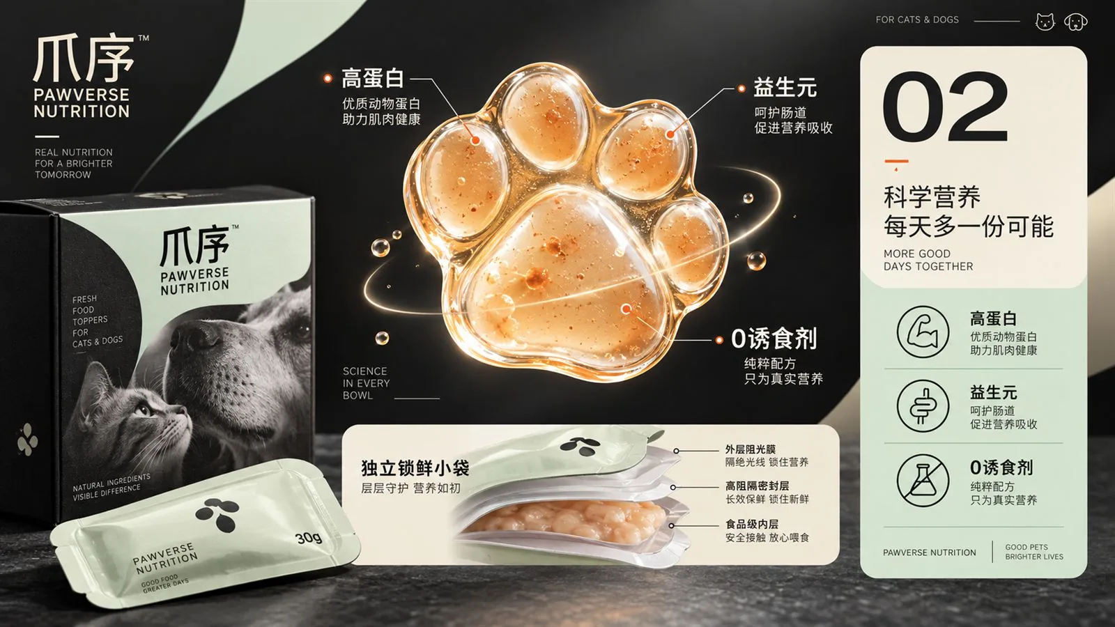 PAWVERSE 爪序·产品详情与独立锁鲜小袋结构