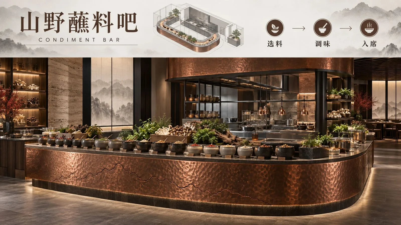 山雾铜锅·山野蘸料吧台