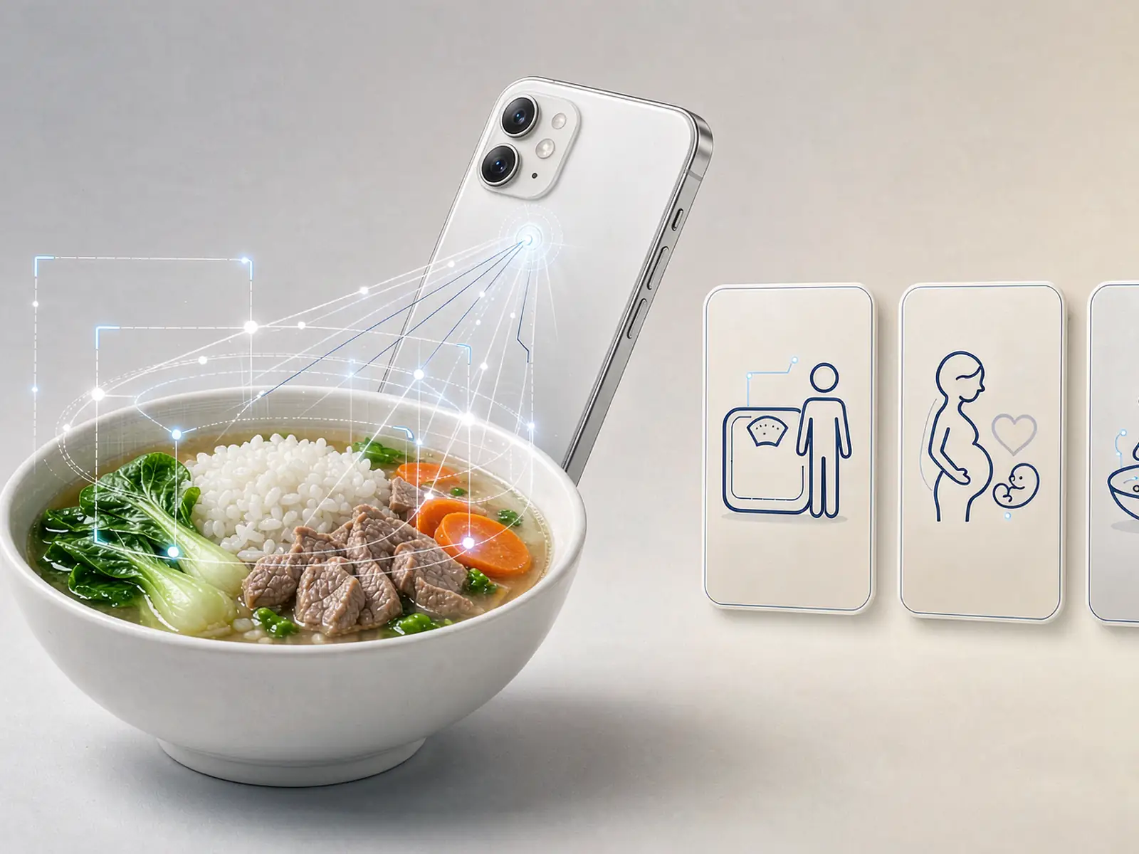 食拍APP拍照识别食物营养的概念示意