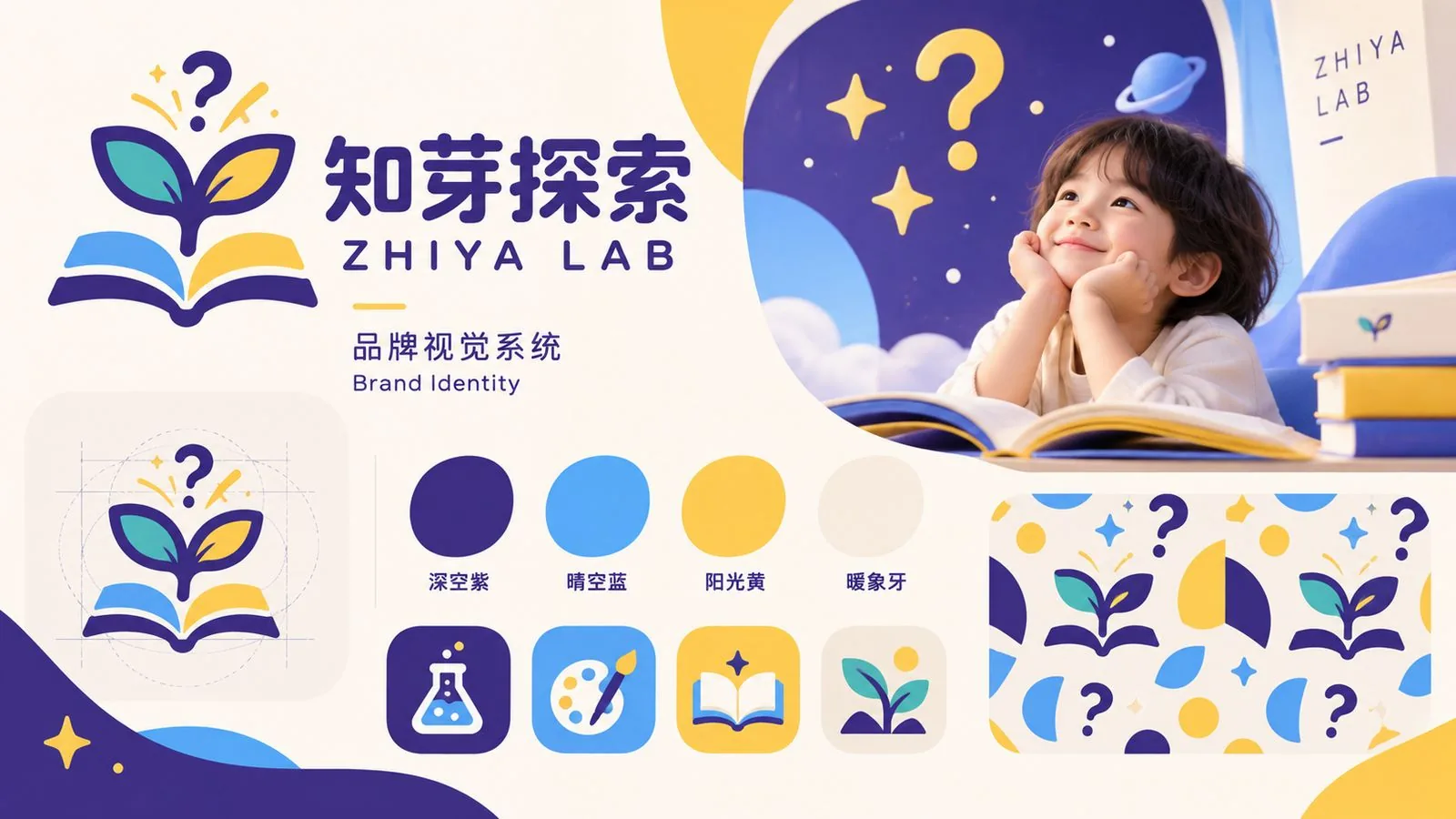 知芽探索 ZHIYA LAB 品牌视觉系统：标志、色板、图标与纹样