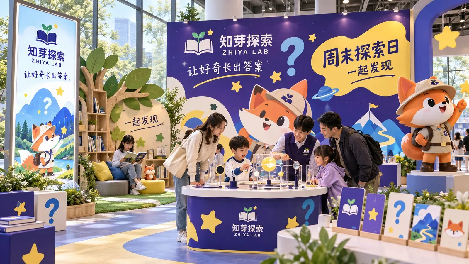 「周末探索日 · 一起发现」活动主视觉与展会现场