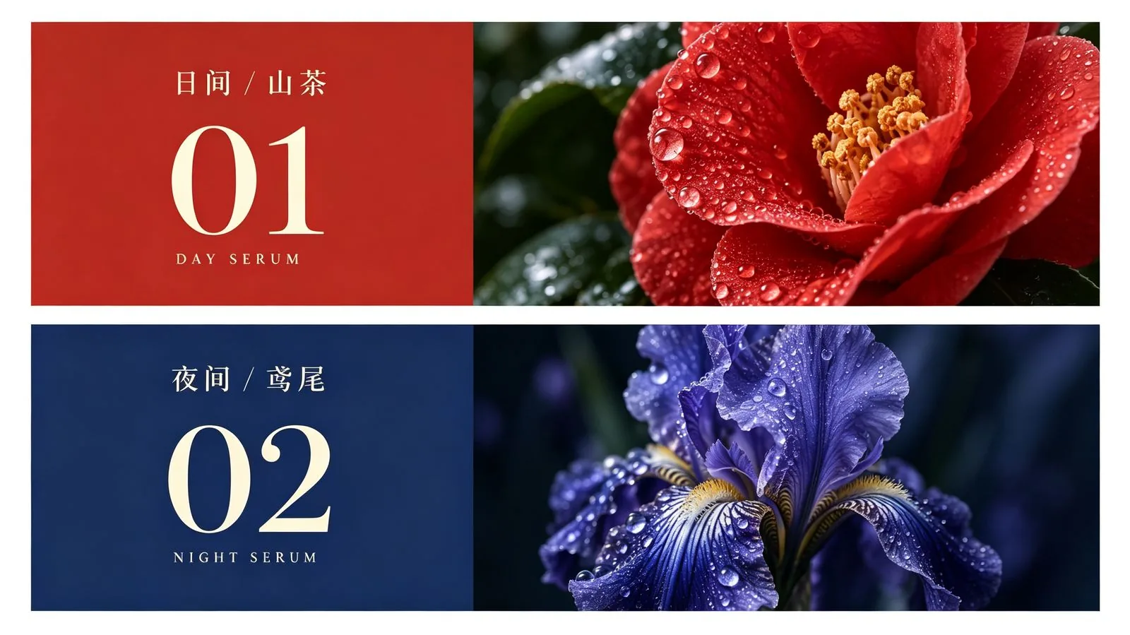 SOLSTICE 日间山茶与夜间鸢尾两条产品线对照